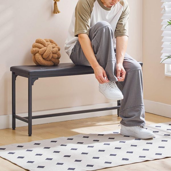 Upholstered Dining Bench with H-Shape Frame, 140kg Load-Bearing Capacity, Button-Tufted PU Leather Seat, Suitable for Entryway, Hallway, Dining Room, Kitchen and Bedroom, Easy Assembly, Black