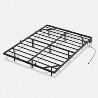 Floating Bed Frame Full Size, Bed Frame with Charging Station and LED Lights, Industrial Style Metal Platform Full Bed, Soundless, No Box Springs Needed, Black