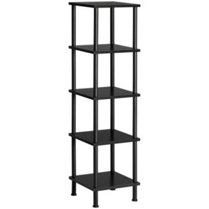 5-tier corner shelf stand, corner square rack display shelf, tall storage rack plant stand, corner bookcase for small spaces, living room, home office, kitchen, black