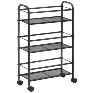 3-tier slim storage cart, narrow rolling cart on wheels, kitchen cart for narrow spaces, for laundry room, office, bathroom and kitchen