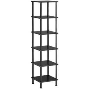 6-Tier Corner Shelf, Corner Square Rack Display Shelf, Tall Storage Rack Plant Stand, Corner Bookcase for Small Spaces, Living Room, Home Office, Kitchen, Black