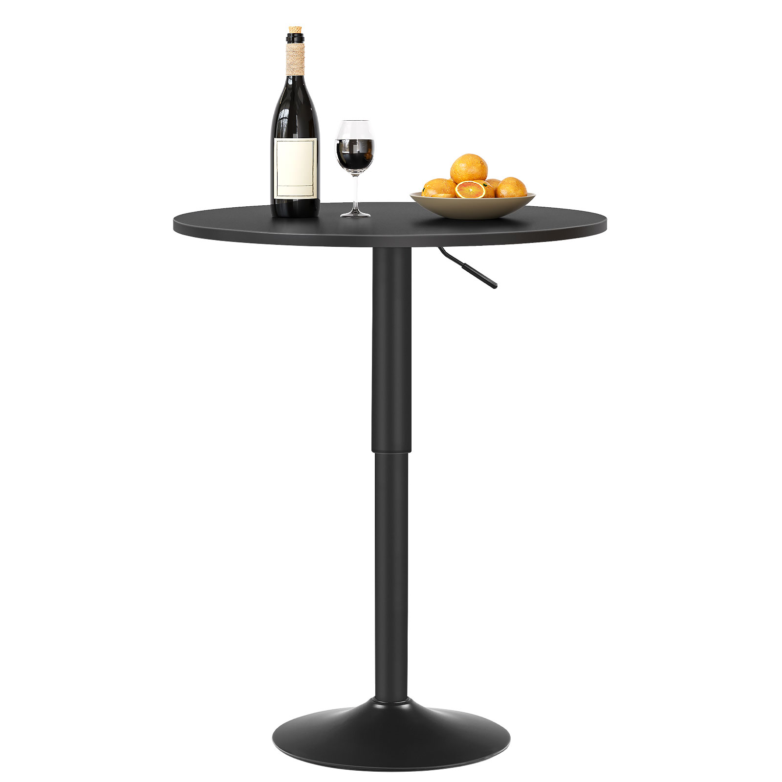 Height-Adjustable Round Bar Table, 68.5cm-90cm Adjustable Pub Table with Stable Base, Modern-Style Cocktail Table for Living Room, Jadalnia, Bistro, Czarny