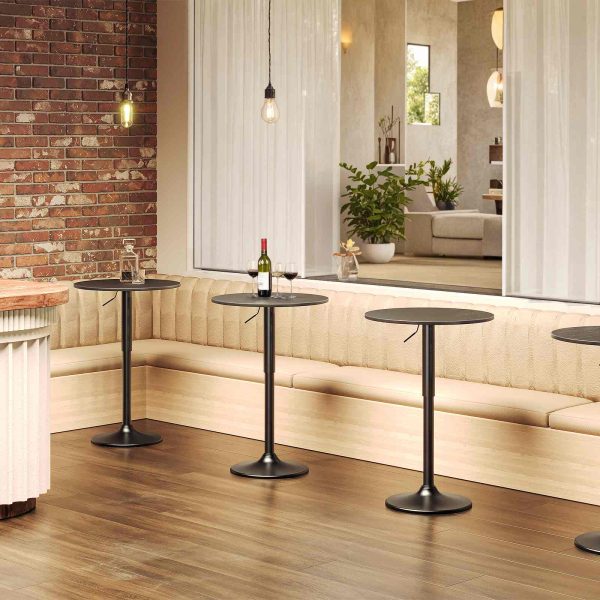 Height-Adjustable Round Bar Table, 68.5cm-90cm Adjustable Pub Table with Stable Base, Modern-Style Cocktail Table for Living Room, Jadalnia, Bistro, Czarny