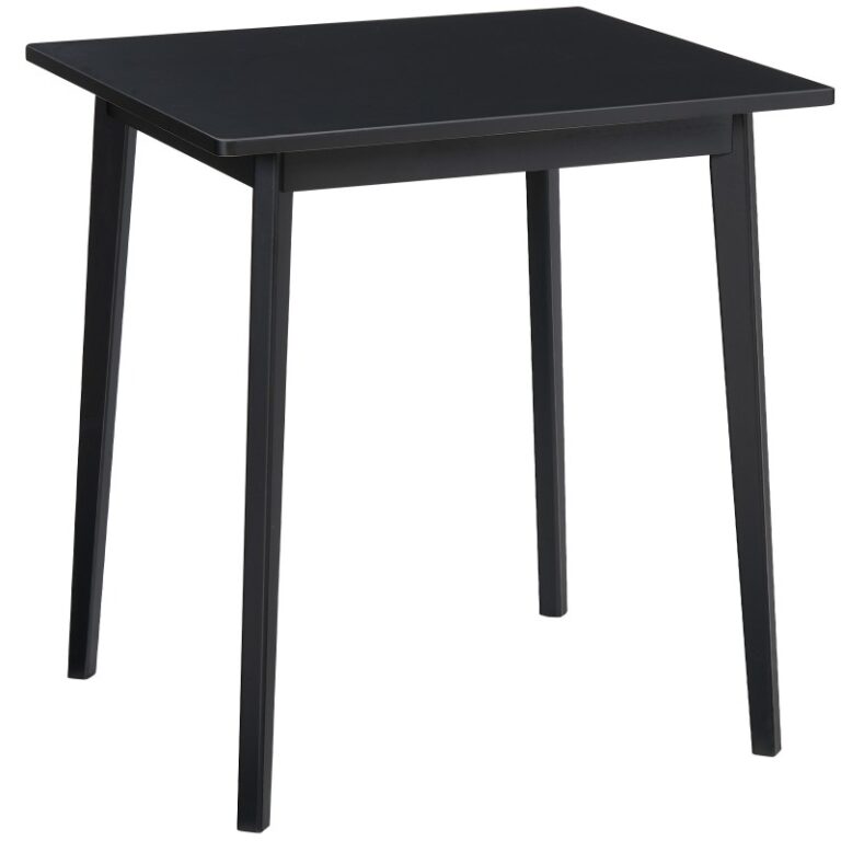 Black Bamboo Dining Table, Square Dining Table for 2, Solid Wood Kitchen Table for Small Space, Writing Table, Easy to Assemble, for Dining Room, Living Room, Office, Kitchen, Apartment