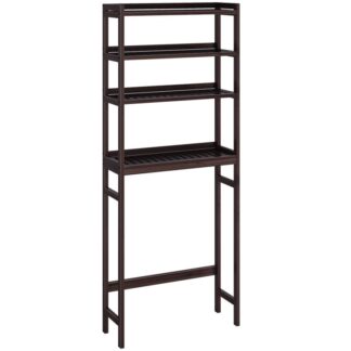 فوق تخزين المرحاض, 4 مستويات الخيزران فوق رف تخزين المرحاض, قائما بذاته على منظم حمام المرحاض, بسيطة وروحي, للحمام, مغسلة, مرحاض, بني