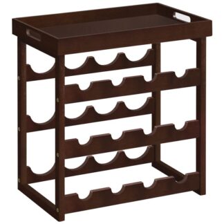 Weinregal, Bambusweinregalarbeitsplatte, 12-Flasche mit abnehmbarem Tablett, Weinlagerregale, Weinorganisator, für Küche, Esszimmer, Wohnzimmer, braun