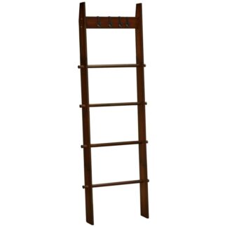 Deckenleiter, Wandliegerdecke Rack, 5 ft Handtuchregal, 5 Tier dekoratives Bauernhaus Bambus -Leiterregal, abnehmbare Haken, Wohnzimmer, Badezimmer, Schlafzimmer, Flur, braun