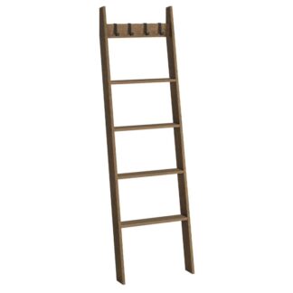 Deckenleiter, Wandliegerdecke Rack, 5 ft, 5 Tier -Bauernhaus -Leiterregal, Handtuchhalter, Dekoratives Quiltregal, abnehmbare Haken, Wohnzimmer, Schlafzimmer, Badezimmer, Mokka