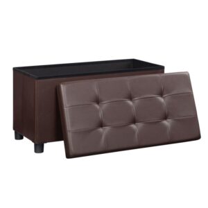Storage Ottoman Bench, Folding Storage Chest, Footrest Bench with Storage, Storage Bench with Legs, Holds up to 660 lb, for Living Room, Bedroom, Entryway, Brown