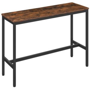 Narrow Bar Table, 47.2-Inch Rectangular Pub Table with Sturdy Metal Frame, Counter Height Dining Table Kitchen Bar Table for Dining Room,Living Room, Easy Assembly, Rustic Brown
