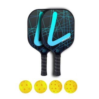 Pagaies de pickleball, Ensemble de pickleball approuvé par l'USAPA de 2, Surface en fibre de carbone, Noyau en nid d'abeille en polypropylène, Poignée ultra amorti, 4 Boules, Sac de transport, Intérieur et extérieur
