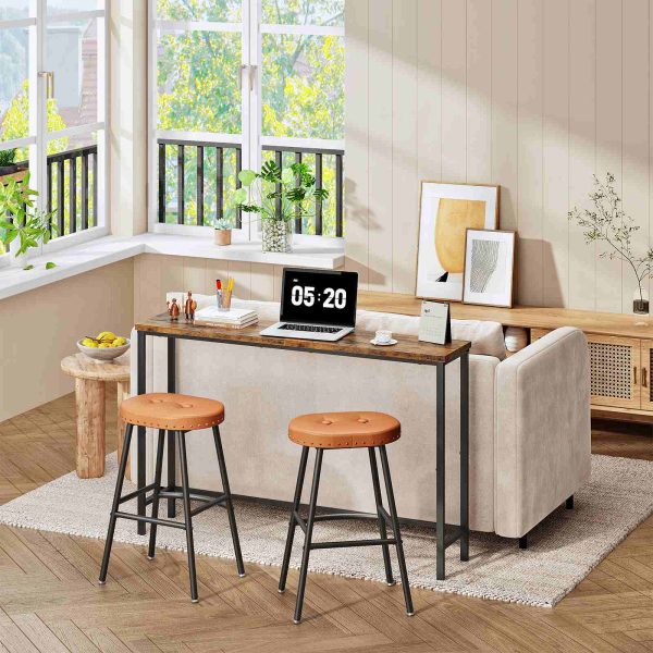 Set of 2 Bar Stools, Counter Height PU-Padded Kitchen Stools, Backless Modern Stools for Kitchen Island, Bars and Dining Rooms, Brown & Black