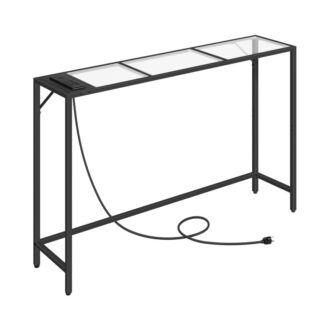 Konsolentabelle mit Verkaufsstellen, Tischfischfischsofa, Moderner offener Flurstisch, schmaler Konsolentisch, Couchtisch, Einfacher Stil, Eingangstisch für Wohnzimmer, Foyer, Schwarz