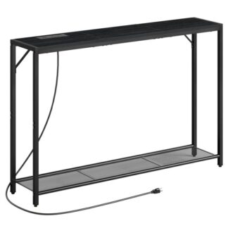 Sofa Table with Power Outlet, 43.7" Console Table with USB Ports, Behind Couch Table, Entryway Table for Living Room, Entryway, Foyer, Metal Frame, Adjustable Feet, Black