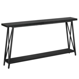 Console Table, 63" Industrial Entryway Table, Extra Long Sofa Table Behind Couch, X-Shaped Support, for Entryway, Hallway, Living Room, Black