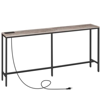 Console Table with Power Outlet, 70.9" Narrow Sofa Table, Industrial Entryway Table with USB Ports, Behind Couch Table for Entryway, Hallway, Foyer, Living Room, Bedroom