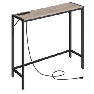 Console Table with Power Station, 30.1 Entryway Table, Behind Sofa Table, Industrial Style, Outlets and USB Ports, Sturdy, for Living Room, Entryway, Foyer, Corridor, Greige