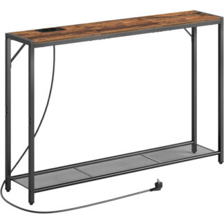 Narrow Console Table, Side Table with Charging Station and USB Ports, Entrance Table, 24 x 110 x 73 cm, Hallway Table, Behind the Sofa, for Living Room, Hallway, Vintage