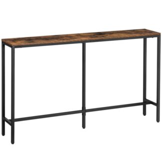 Consoletafel, Smalle banktafel, 55.1 Inches entreetafel, Industriële banktafel, Zijtafel, voor gang, Woonkamer, Stevig en stabiel, Eenvoudig te monteren, Rustiek bruin