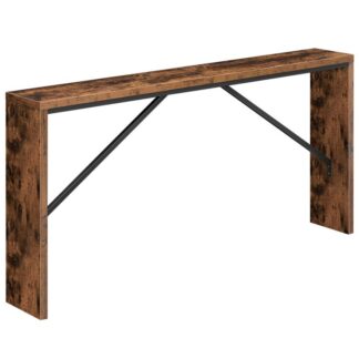 Console Table, 62.2" Long Sofa Table Behind Couch, Narrow Entryway Table, Farmhouse Dining Table with Angled Metal Frame, Industrial Console Table for Entryway, Rustic Brown