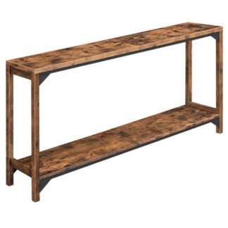Sofa Table, 62.2" Console Table, Narrow Long Entryway Table, Industrial Hallway Table, 1.2" Thickened Top, Console Desk Table for Entryway, Living Room, Hallway, Rustic Brown