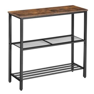 طاولة وحدة التحكم, 3-طاولة أريكة الطبقة, طاولة مدخل ضيقة, طاولة أريكة مع أرفف تخزين, الصناعية خلف طاولة الأريكة, طاولة المدخل, لغرفة المعيشة, مدخل, ريفي براون