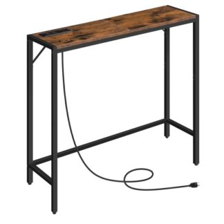 Console Table with Power Station, 30.1 Entryway Table, Behind Sofa Table, Industrial Style, Outlets and USB Ports, Sturdy, for Living Room, Entryway, Foyer, Corridor, Rustic Brown