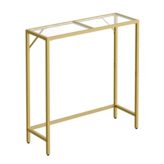 Консольный стол, 27" Узкий стол за диваном, Прихожая из закаленного стекла с металлическим каркасом, Регулируемые ножки, Индустриальный стиль, для входа, Гостиная, Коридор, Балкон, Похвала