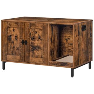 Recinto per lettiera per gatti, Mobili moderni per lettiera per gatti nascosti, Panca portaoggetti per bagno per gatti con tiragraffi per gatti, Cuccia per gatti da interni come tavolino per il soggiorno, Marrone rustico