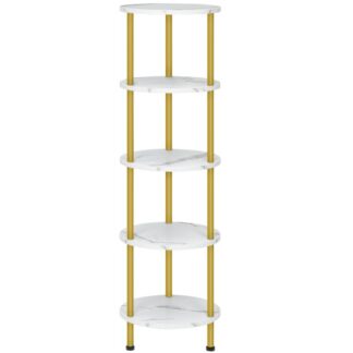 حامل رف الزاوية, 5-الطبقة المستديرة الدائمة الجرف, حامل مصنع رف العرض الحديث, رف كتب زاوية الحائط للمساحات الصغيرة, تقف النباتات الزاوية لغرفة المعيشة, الرخام والذهب