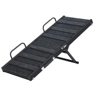 Koiranramppi sänkyyn, 39.8'' Pitkä taitettava koiraramppi sohville & Auto, 5 Säädettävät korkeudet 11,6: sta" 23.2" liukumisen vastaisella matolla & Turvakiskot, Pieni keskipitkä koira 50 lbs, Musta