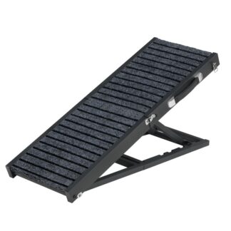 koiranramppi sänkyyn, Kannettava lemmikkiramppi pienille koirille, joilla ei liukuta mattopinta,, Säädettävissä vuodesta 10.6" to 20.9", Taitettava lemmikkiportaat ramppi kuorma -autosta sohvamaastoauto, musta ja harmaa