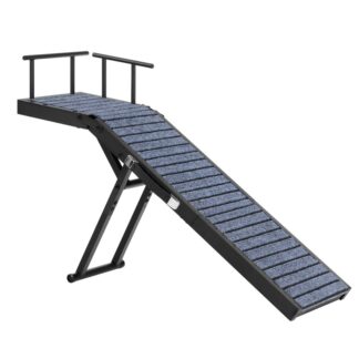 koiranramppi, 33.8" Pitkä taitettava lemmikkiramppi ei -liukumatolla & turvakiskot, 3 Korkeudet säädettävissä 13,8: sta" to 18.5", Kannettava tassiramppi, jolla on ylin sohva, vuode, auto, musta