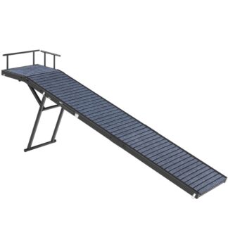 koiranramppi, 62.0" Pitkä taitettava lemmikkiramppi ei -liukumatolla & turvakiskot, 4 Korkeudet säädettävissä 17,1: stä" to 23.8", Kannettava tassiramppi, jolla on ylin sohva, vuode, auto, musta