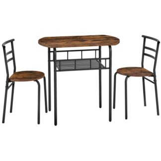 3-قطعة طاولة طعام على شكل بيضاوي, تم تعيين شريط الحانة مع 2 الكراسي, مجموعة طاولة تعشيش المطبخ, التجميع سهل, توفير المساحة, للمساحة الصغيرة, تناول الطعام & غرفة المعيشة, بني ريفي