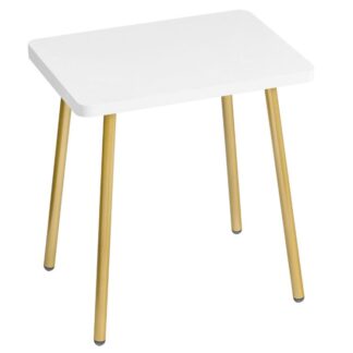 Small Side Table, Accent Table End Table for Small Spaces, Modern Minimalism Nightstand Beside Table for Living Room, Bedroom, Balcony, Easy Assembly, Gold and White