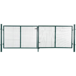 بوابة الحديقة, أبواب سياج من الصلب المطلي بالزنك, بوابة, 325 س 100 سم (العرض × الارتفاع), مع مقبض, قفل, مفاتيح, سهل التنصيب, أخضر