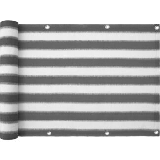 EGW766 شرفة السياج, 75 س 600 سم, HDPE, حماية خصوصية الشرفة, للفناء, حديقة, شرفة, واقية من الشمس, غير شفاف, الرمادي الأبيض