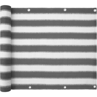 شاشة خصوصية للشرفة 90 س 600 CM HDPE حماية للأشعة فوق البنفسجية مقاومة للرياح شفافة قليلاً مع علاقات الكابلات وليومنيوم الحلقات الرمادية الشريط الأبيض