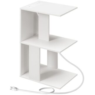 Koncový stôl s nabíjacou stanicou, Úzky bočný stolík do malých priestorov, Pohovka na pohovku s poličkou na úložné priestory, Štíhly nočný stolík vedľa stola do spálne, Obývacia izba, Biela