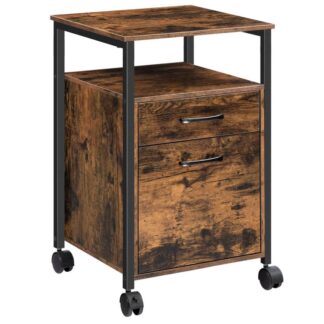 خزانة الملفات المتداول, خزانة تقديم المكاتب المتنقلة مع 2 أدراج, خزانة الملفات الخشبية العمودية على عجلات لـ A4, وثائق حجم الرسالة, مجلدات ملفات تعليق, بني ريفي