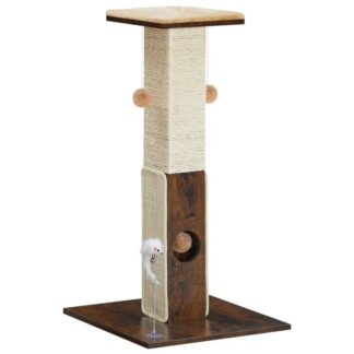 Katzenkratzerpfosten für Innenkatzen, 28.3" Hohe Kratzbäume für Katzen, Sisal-Katzenkratzer mit versteckten Kugeln für große Katzen, Hoher Kratzmöbel-Aktivitätskratzer für Katzen, Rustikales Braun