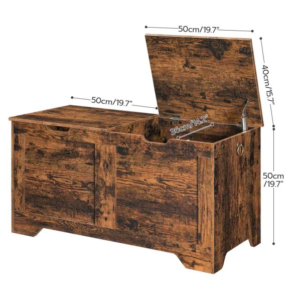 Dual-Lid Storage Chest, 100cm Rustic Brown Storage Bench with Internal Divider, Multifunctional Shoe Bench for Entryway, Living Room and Bedroom