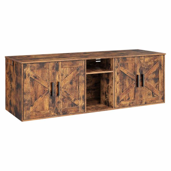 Dubbele kattenbakbehuizing, Verborgen kattenbakkast met gang, Multifunctioneel kattenbakmeubel met opberglaag en haken, Houten structuur, Rustiek bruin