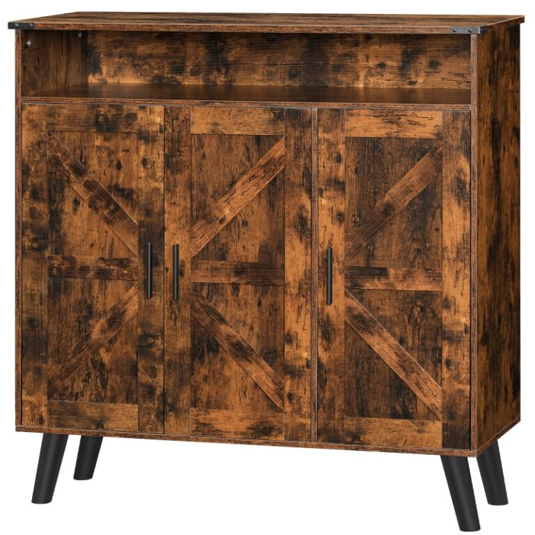 Ρουστίκ καφέ ντουλάπι αποθήκευσης για είσοδο, Vintage ξύλινο διοργανωτή παπουτσιών με 3 Πόρτες,100CM Freestanding Shoe Cabinet Storage για ντουλάπα, Είσοδος, Μεγάλη Χωρητικότητα, Αγροικία