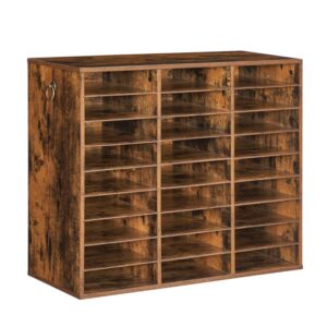 wooden literature organizer, 27-slot file organizer, removable mail sorter, classroom mailbox, mail organizer, paper storage organizer, for office, study, classroom, rustic brown