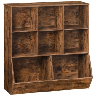 kids bookshelf, Aufbewahrungsschrank für Spielzeug, Kinderspielzeugorganisator, 8 KabineBücherregal für Kinderbrett, bookshelf for kids, für Spielzimmer, Schlafzimmer, Kindergarten, Schule, rustikales Braun