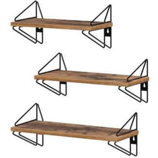 رفوف عائمة, رفوف الحائط, مجموعة من 3, الجرف المعلق الجدار, أرفف التخزين الزخرفية, لغرفة المعيشة, غرفة نوم, المدخل, مطبخ, حمام, بني ريفي أسود