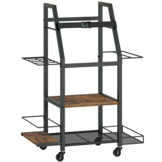 Garage für Golfbeutel Lagerung, Organizer für Golfbeutel, Großer Golfspeicherstand mit Rad, Fit für Golfclubs, Golfbälle und Golfausrüstungszubehör, für Garage, Verein, rustikales Braun