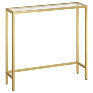 29.5" Narrow Console Table, Tempered Glass Sofa Table, Small Side Table, Modern Entryway Table, for Entrance, Living Room, Foyer, Hallway Bedroom, Gold